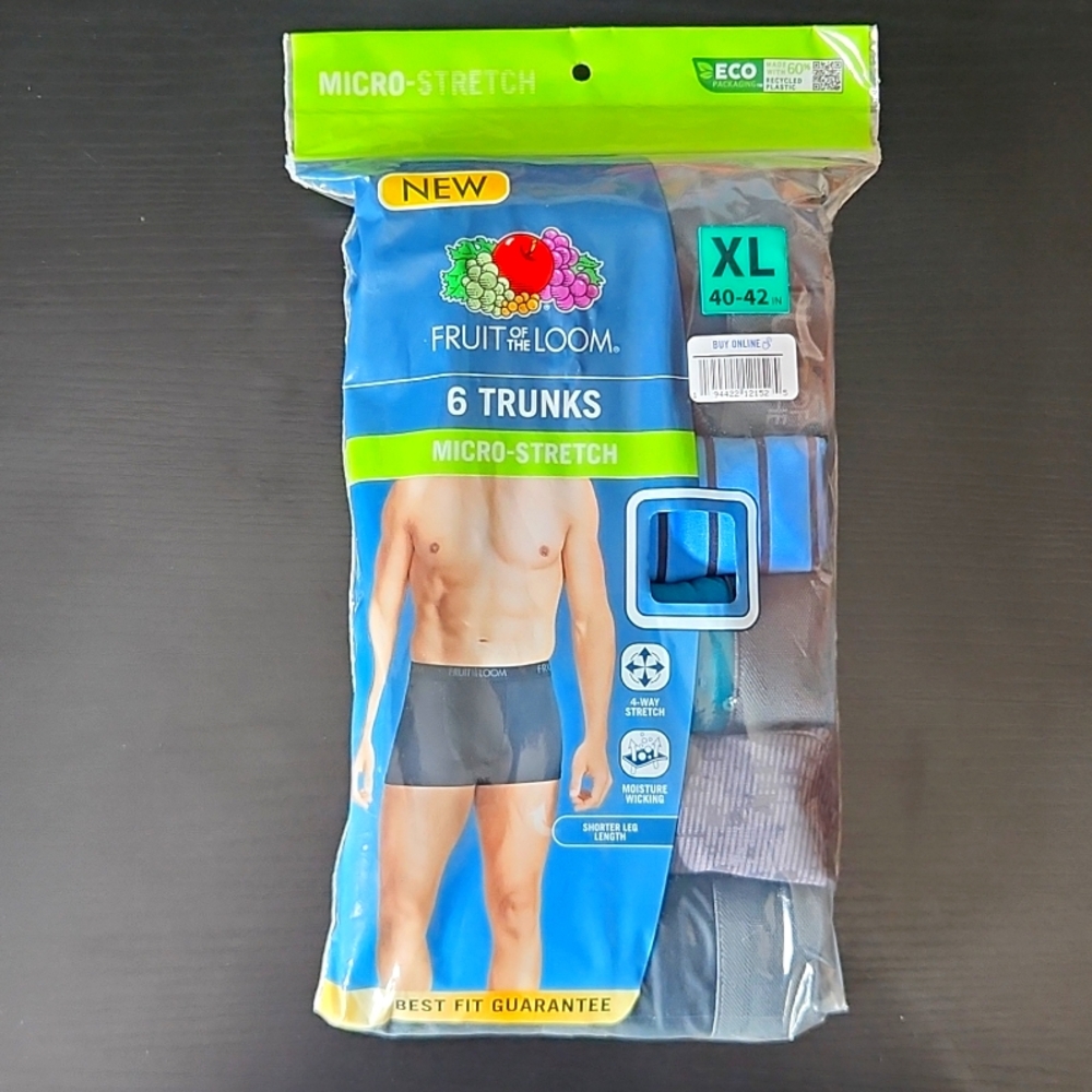 Fruit of The Loom Micro Stretch Boxer Briefs Men's Size XL Multicolor 6 Pack